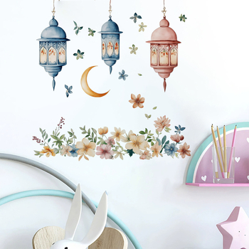 Стенно стикер с флорални мотиви, PVC, модерен минималистичен стил, 1 бр, декоративен стенен стикер