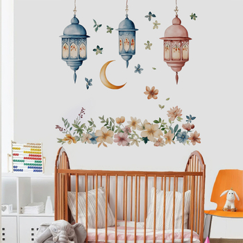 Стенно стикер с флорални мотиви, PVC, модерен минималистичен стил, 1 бр, декоративен стенен стикер