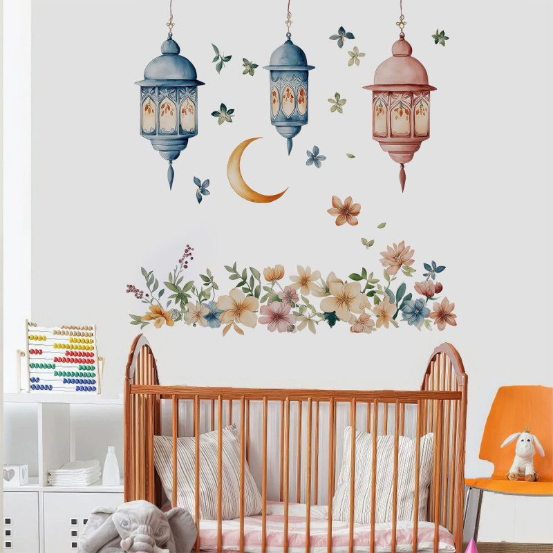 Стенно стикер с флорални мотиви, PVC, модерен минималистичен стил, 1 бр, декоративен стенен стикер