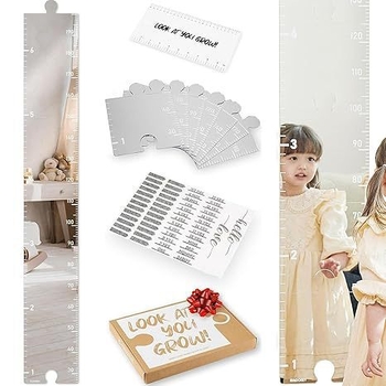 Akrila augšanas grafiks ar spoguli – pašlīmējošs sienas uzlīme bērniem, dekorācijai dzīvojamā istabā, guļamistabā un studijā