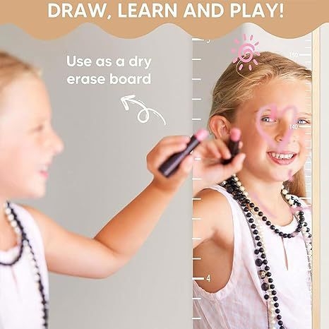 Akrila augšanas grafiks ar spoguli – pašlīmējošs sienas uzlīme bērniem, dekorācijai dzīvojamā istabā, guļamistabā un studijā