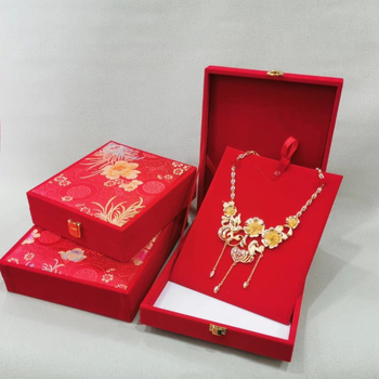 Sanjin Szövetes Ékszerdoboz Baba Nyaklánchoz, Fém Hardverrel és Ékszercsomagolással