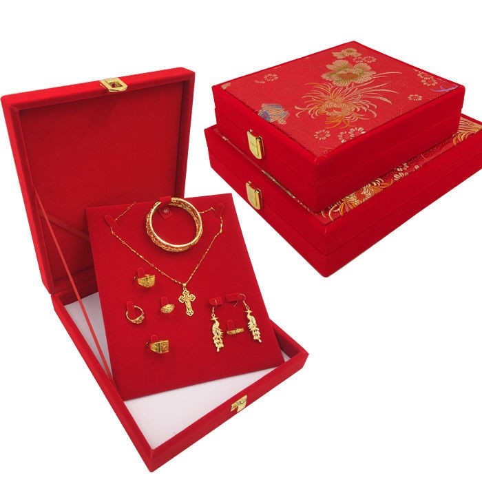 Sanjin Szövetes Ékszerdoboz Baba Nyaklánchoz, Fém Hardverrel és Ékszercsomagolással