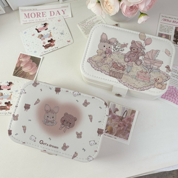 Hordozható bőr ékszerdoboz – utazási tok anime mintával, lágy felület, testreszabható