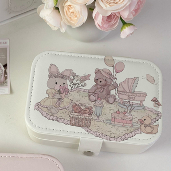 Hordozható bőr ékszerdoboz – utazási tok anime mintával, lágy felület, testreszabható