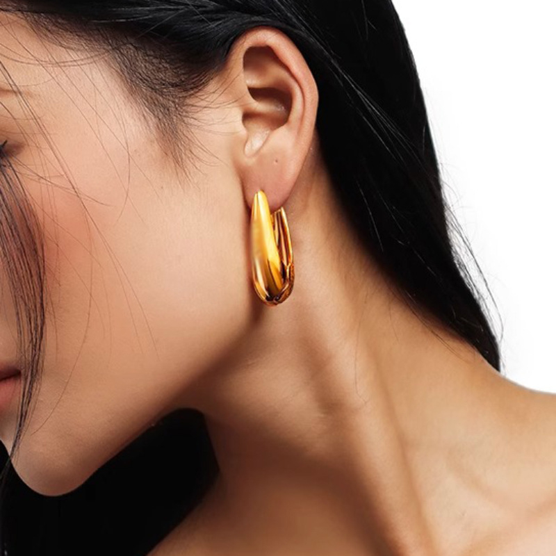 Cercei geometrici din ac de argint pentru femei, finisaj electroplatat, stil Ins wind