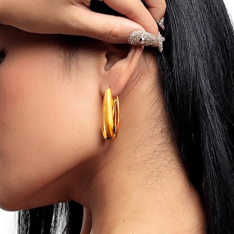 Cercei geometrici din ac de argint pentru femei, finisaj electroplatat, stil Ins wind