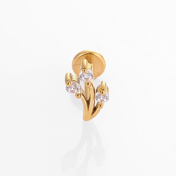 Csillag alakú ajak- és fülcsipessz 316L rozsdamentes acélból, cirkónium kristályokkal, elektroplattázott bevonattal