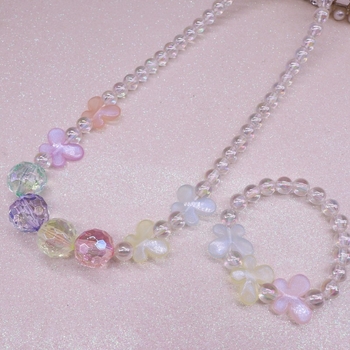 Детски комплект огърлица и гривна, акрил, ръчна изработка, сърцевиден дизайн, за деца 6–10 г и над 10 г