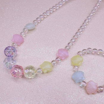 Детски комплект огърлица и гривна, акрил, ръчна изработка, сърцевиден дизайн, за деца 6–10 г и над 10 г