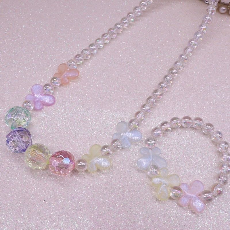 Детски комплект огърлица и гривна, акрил, ръчна изработка, сърцевиден дизайн, за деца 6–10 г и над 10 г