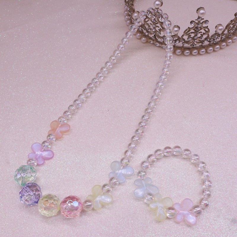 Детски комплект огърлица и гривна, акрил, ръчна изработка, сърцевиден дизайн, за деца 6–10 г и над 10 г