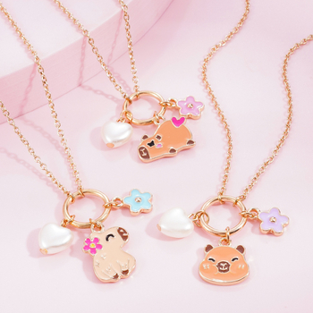 Колието с висулка от сплав, карикатурни животни дизайн, стандартна верижка, удължителна верижка
