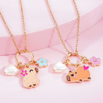 Колието с висулка от сплав, карикатурни животни дизайн, стандартна верижка, удължителна верижка