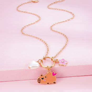 Колието с висулка от сплав, карикатурни животни дизайн, стандартна верижка, удължителна верижка