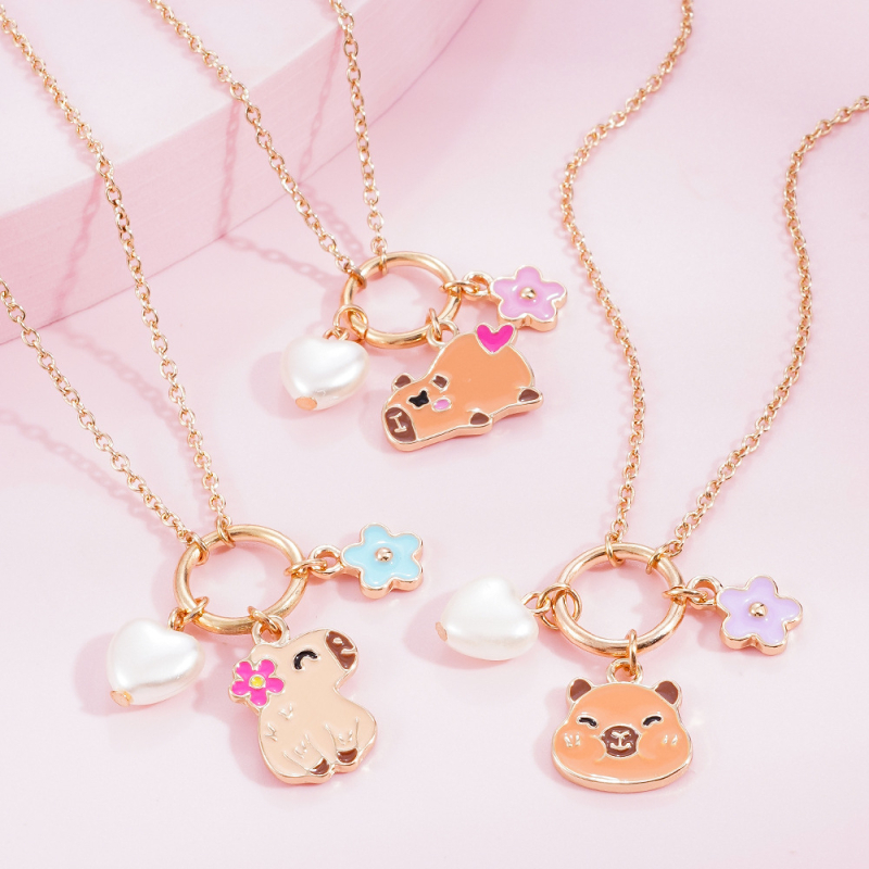 Колието с висулка от сплав, карикатурни животни дизайн, стандартна верижка, удължителна верижка