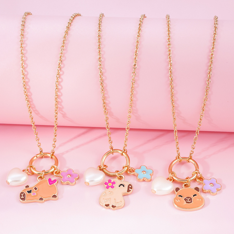 Колието с висулка от сплав, карикатурни животни дизайн, стандартна верижка, удължителна верижка