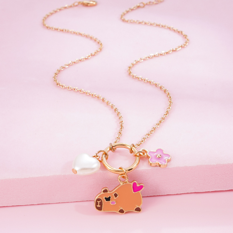 Колието с висулка от сплав, карикатурни животни дизайн, стандартна верижка, удължителна верижка