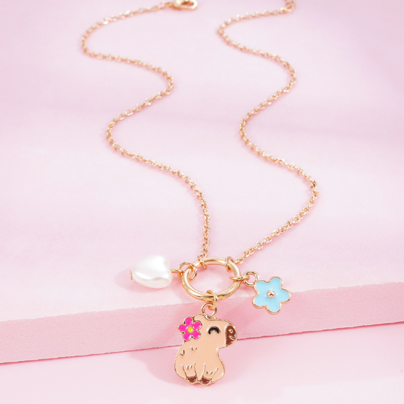 Колието с висулка от сплав, карикатурни животни дизайн, стандартна верижка, удължителна верижка