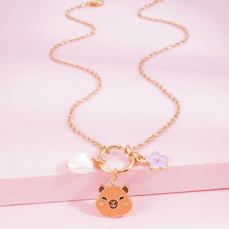 Колието с висулка от сплав, карикатурни животни дизайн, стандартна верижка, удължителна верижка