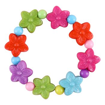 Gyermekeknek készülő karkötő és nyaklánc készlet, akril gyöngyök, kézzel készített gyöngyözés, virág- és csillagmintás, karkötő és nyaklánc együtt, 3–10 éveseknek