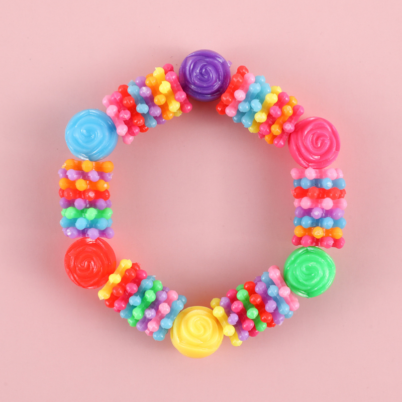 Gyermekeknek készülő karkötő és nyaklánc készlet, akril gyöngyök, kézzel készített gyöngyözés, virág- és csillagmintás, karkötő és nyaklánc együtt, 3–10 éveseknek