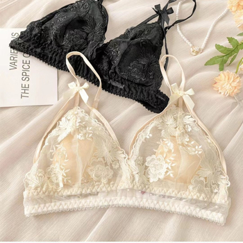 Νάιλον σουτιέν χωρίς σύρμα, 3/4 Κούπα, Γαλλικού στυλ Τριγωνικά Κύπελλα, Ρυθμιζόμενο Κλείσιμο Πλάτης (Τρεις Σειρές)