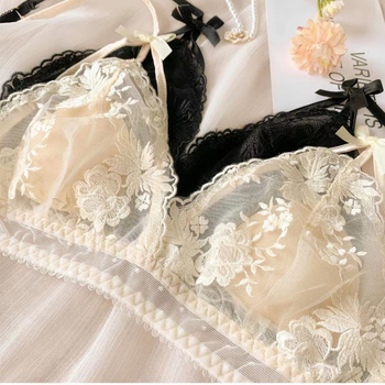 Νάιλον σουτιέν χωρίς σύρμα, 3/4 Κούπα, Γαλλικού στυλ Τριγωνικά Κύπελλα, Ρυθμιζόμενο Κλείσιμο Πλάτης (Τρεις Σειρές)