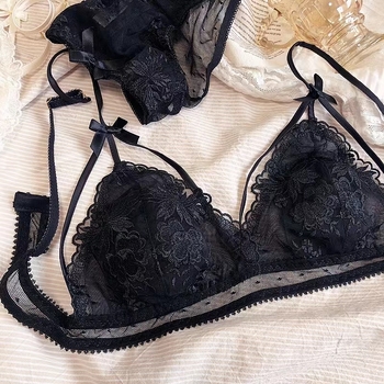 Νάιλον σουτιέν χωρίς σύρμα, 3/4 Κούπα, Γαλλικού στυλ Τριγωνικά Κύπελλα, Ρυθμιζόμενο Κλείσιμο Πλάτης (Τρεις Σειρές)