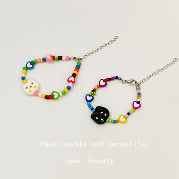 Ръчно изработена гривна от пластмасови мънисти, корейски стил, серия принцеси, регулируема верижка за деца.