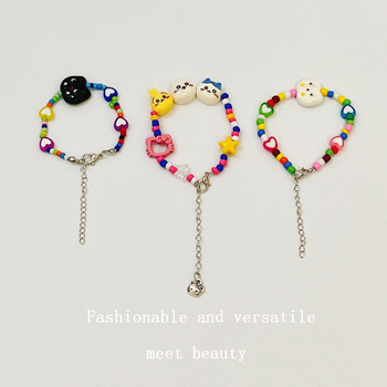 Ръчно изработена гривна от пластмасови мънисти, корейски стил, серия принцеси, регулируема верижка за деца.
