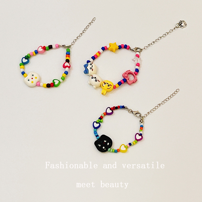 Ръчно изработена гривна от пластмасови мънисти, корейски стил, серия принцеси, регулируема верижка за деца.