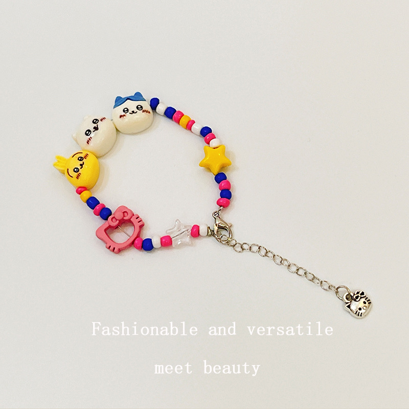 Ръчно изработена гривна от пластмасови мънисти, корейски стил, серия принцеси, регулируема верижка за деца.