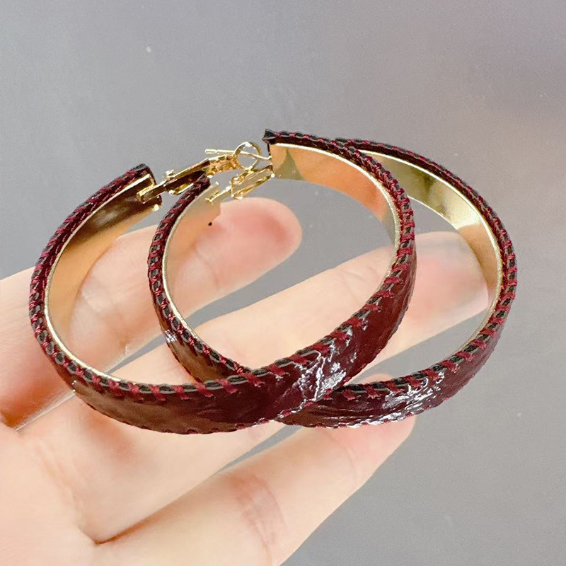 Σκουλαρίκια με γεωμετρικό σχέδιο, χειροποίητα, υλικό: Cortex, στυλ influencer, μάρκα Chu Hao