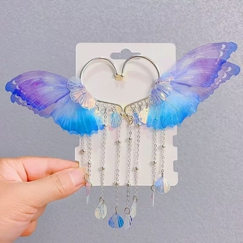 Sellő hercegnő fülklipsz masnival, kézzel készített ötvözet