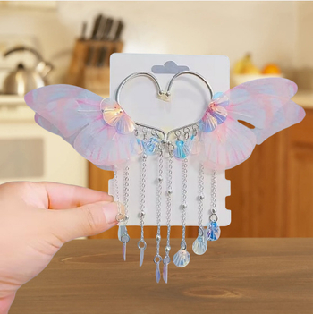 Sellő hercegnő fülklipsz masnival, kézzel készített ötvözet