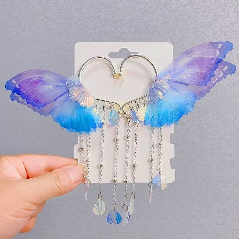 Sellő hercegnő fülklipsz masnival, kézzel készített ötvözet