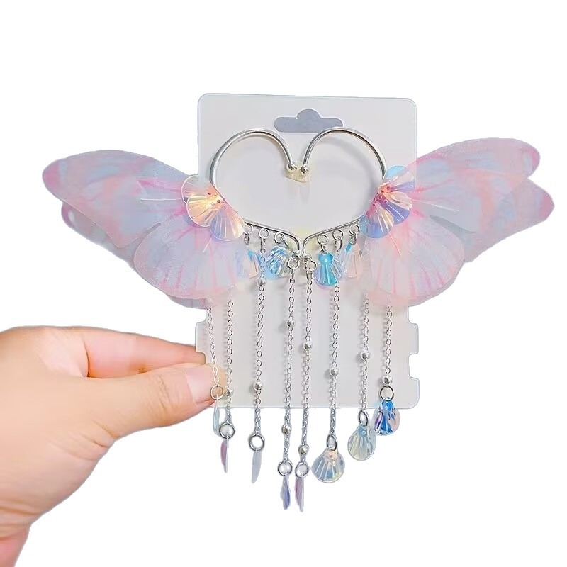 Sellő hercegnő fülklipsz masnival, kézzel készített ötvözet