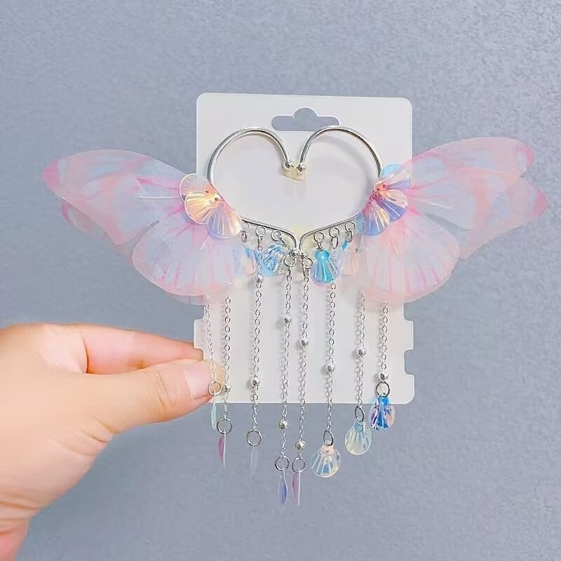 Sellő hercegnő fülklipsz masnival, kézzel készített ötvözet