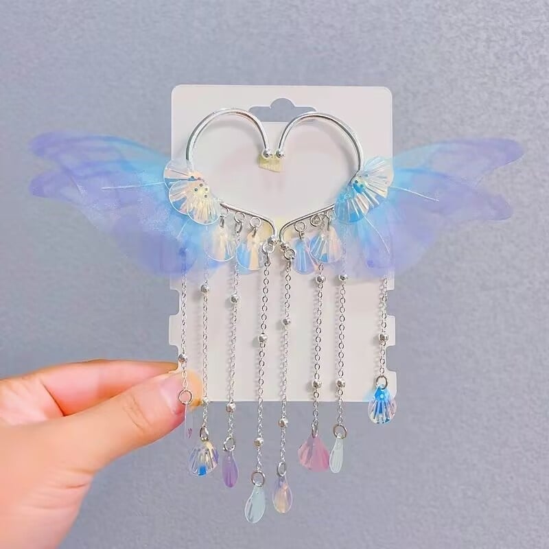 Sellő hercegnő fülklipsz masnival, kézzel készített ötvözet