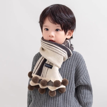 Gyerekeknek szóló sál, poliészter kötött, kockás mintázat, fiúknak, tavasz