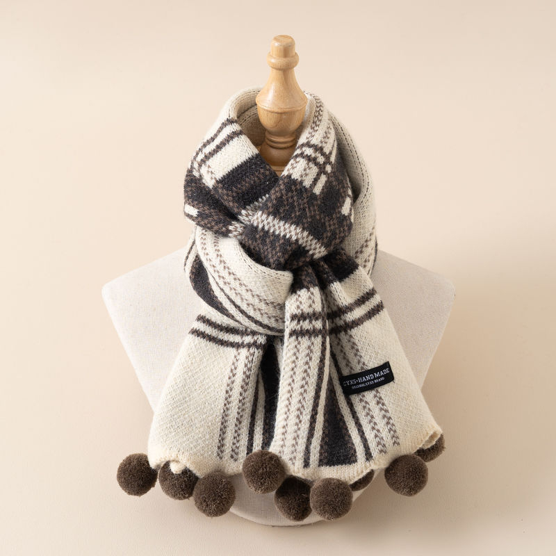 Gyerekeknek szóló sál, poliészter kötött, kockás mintázat, fiúknak, tavasz