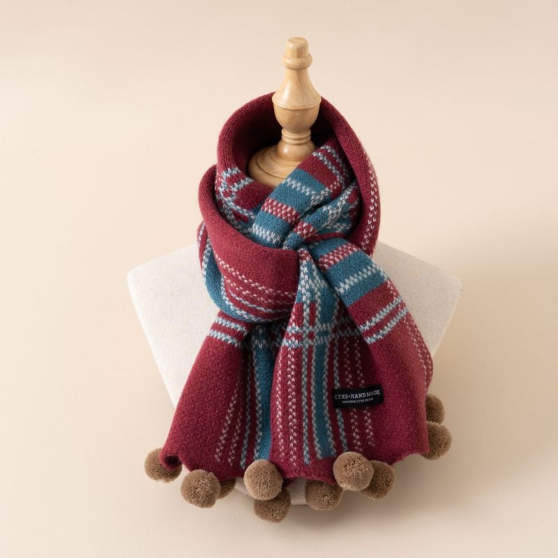 Gyerekeknek szóló sál, poliészter kötött, kockás mintázat, fiúknak, tavasz