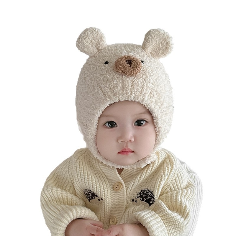 Plišana kapa za bebe s zaštitom uha – kupolasta pletena kapa za zimu, protiv vjetra i topla, za dob 6–12 mjeseci i 1–2 godine