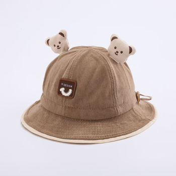 Dječja bucket kapa za jesen s kratkim obodom i kupolastim krojem, zaštita od sunca, toplina, poliester