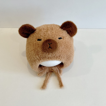 Kapuljača za bebe s pliš kapibarom, kupolasti oblik, meka pliš materijal, za proljeće i jesen