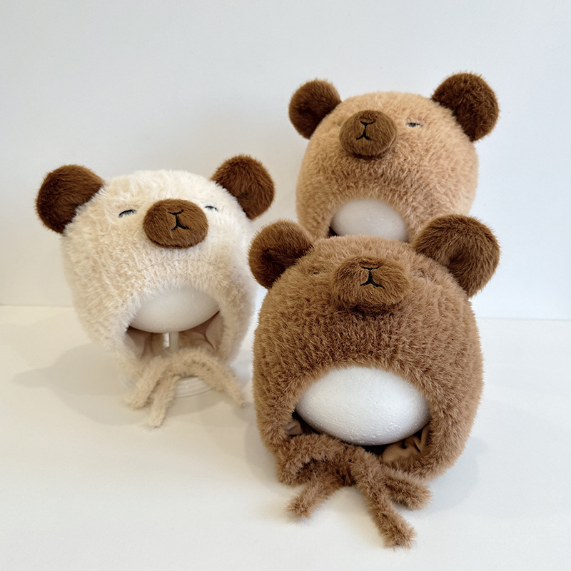 Kapuljača za bebe s pliš kapibarom, kupolasti oblik, meka pliš materijal, za proljeće i jesen