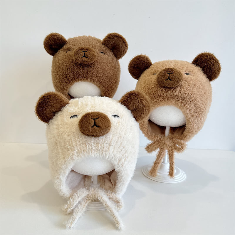 Kapuljača za bebe s pliš kapibarom, kupolasti oblik, meka pliš materijal, za proljeće i jesen