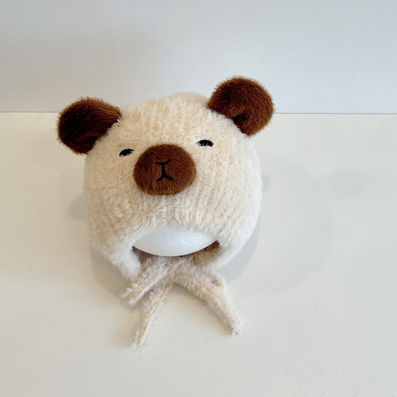 Kapuljača za bebe s pliš kapibarom, kupolasti oblik, meka pliš materijal, za proljeće i jesen