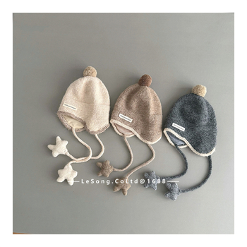 Pletena zimska kapa za djecu: zaštita za uši, traka sa zvjezdicom, kupolasti oblik, akrilna vlakna, tie-dye (uzrast 6-12 mjeseci do 4 godine)